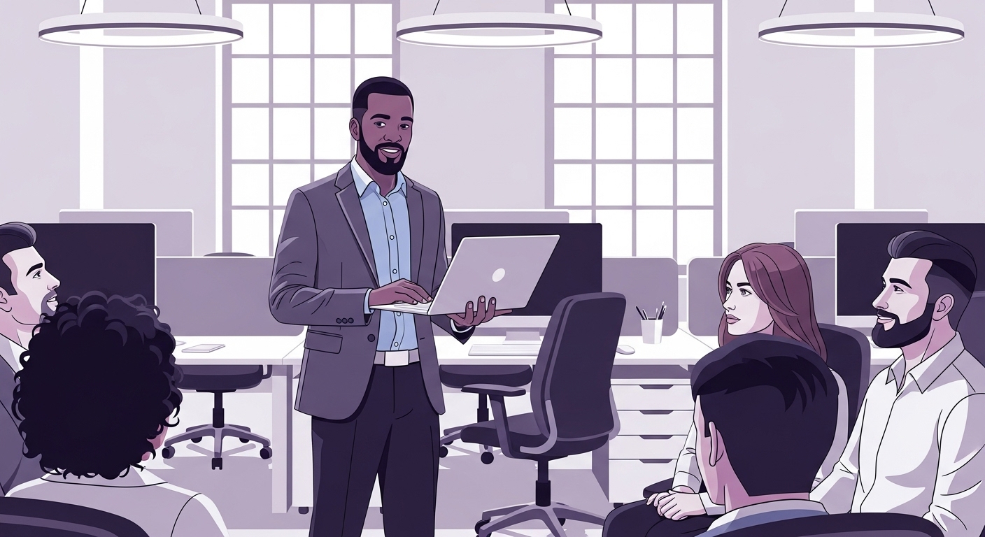 a man trying to explain to his boss that he does not feel psychologically safe in the workplace